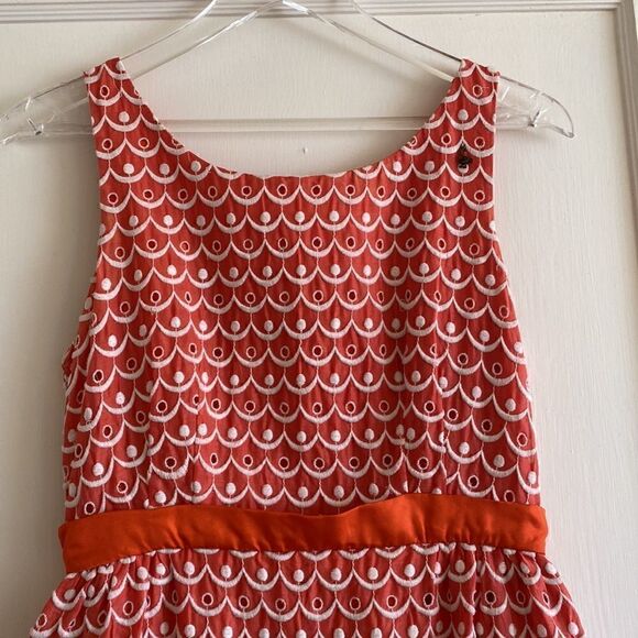 Anthropologie Leifsdottir Dress Sweet Tangelo Orange White Tiered Dress Size 2 - Picture 3 of 12